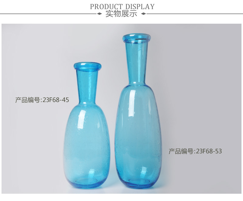 What makes modern creative fashion transparent glass vase vase ornaments jewelry wedding gift blue small mouth vase 23F68-53, 23F68-452