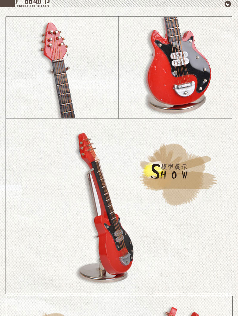 Jane's red sleeve wooden guitar Mini Home Furnishing exquisite ornaments creative model No.82