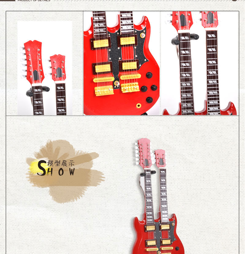 Jane's red sleeve wooden guitar Mini Home Furnishing exquisite ornaments creative model No.102
