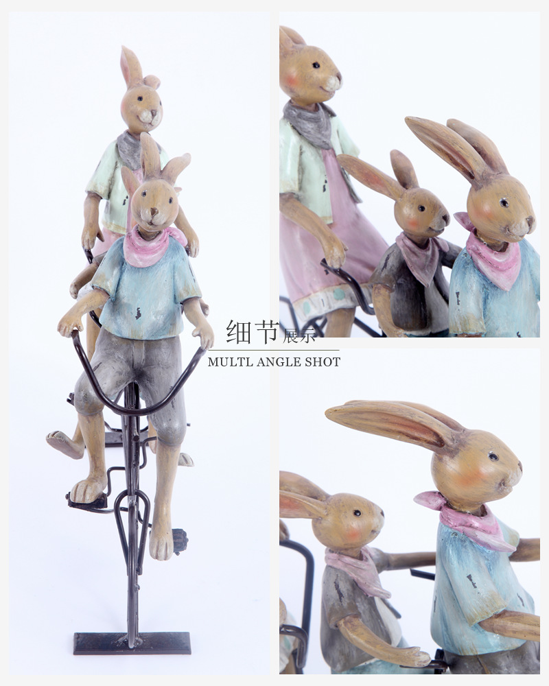 American countryside style resin rabbit family ride decorations for a family of three Home Furnishing resin jewelry Crafts Ornament 26141053