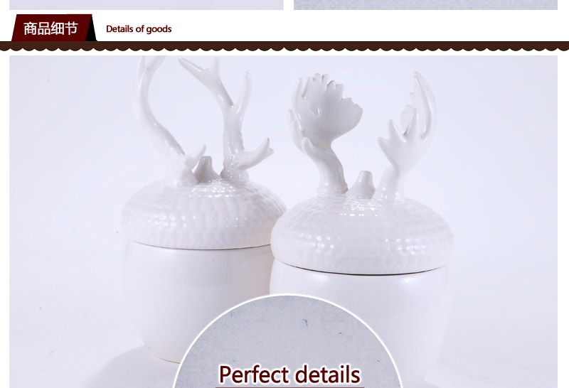 Creative ceramic canister stereoscopic creative cartoon cute pot two sets of little prince antler nut jar 40137014