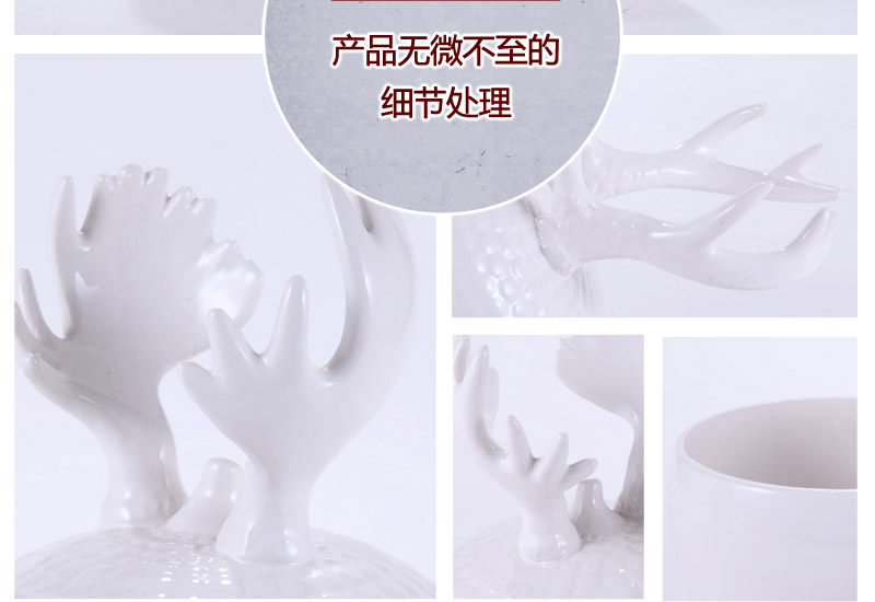 Creative ceramic canister stereoscopic creative cartoon cute pot two sets of little prince antler nut jar 40137015
