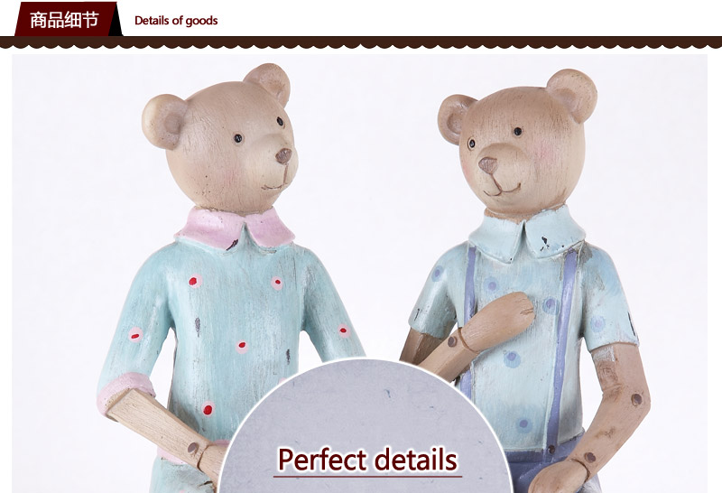 American country decoration of high-grade resin crafts two sets of male / female bear sitting on the table Home Furnishing decorations of children room decoration 4213322-134