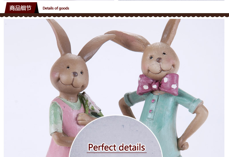 European creative Home Furnishing resin craft decorations two piece resin male / female rabbit rabbit hand akimbo holding flowerpot standing swing Home Furnishing furnishings decorations houses 20130134