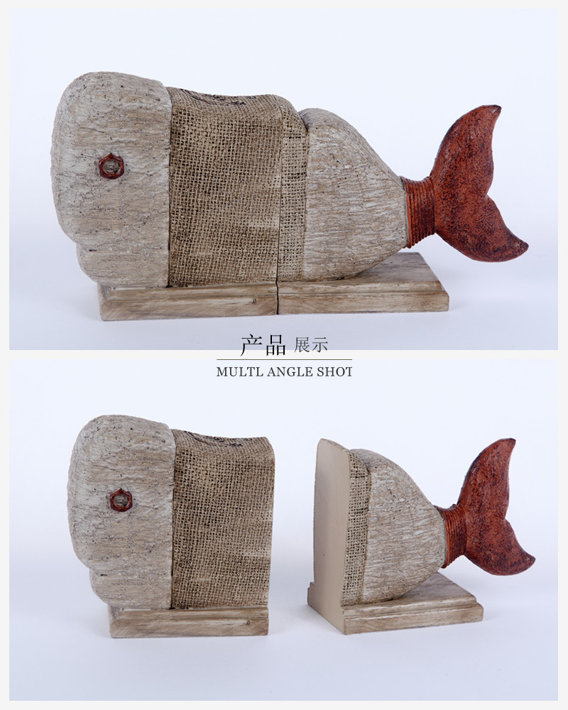 Resin fish Bookends modern practical Home Furnishing decoration den / office file cabinet decoration 93098AB2