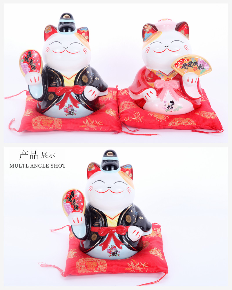 A couple of Lucky Cat ornaments Ceramic Piggy piggy wedding gift for cat FY35829/FY358302