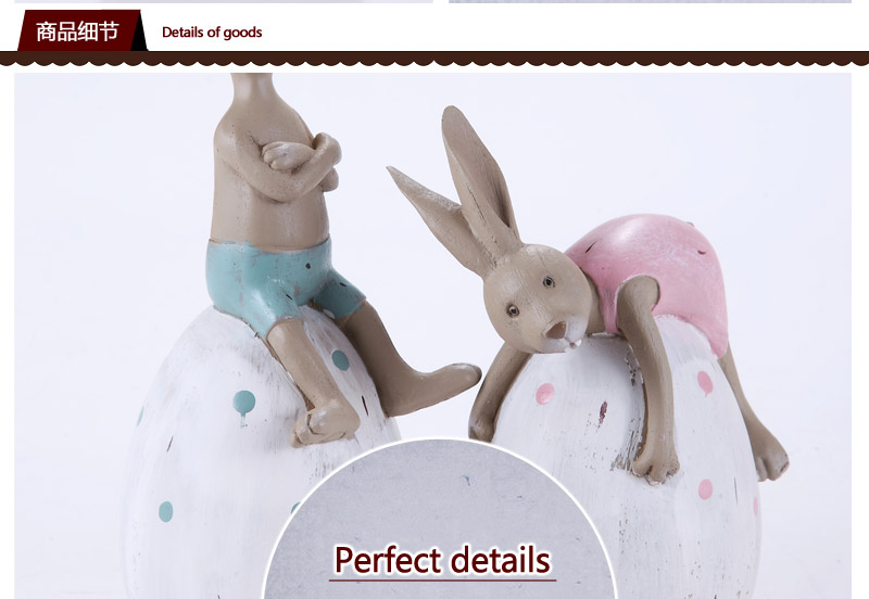 European creative Home Furnishing resin craft decorations two sets of rabbit sit / lie egg piggy bank Home Furnishing furnishings decorations houses 2012510-DY4