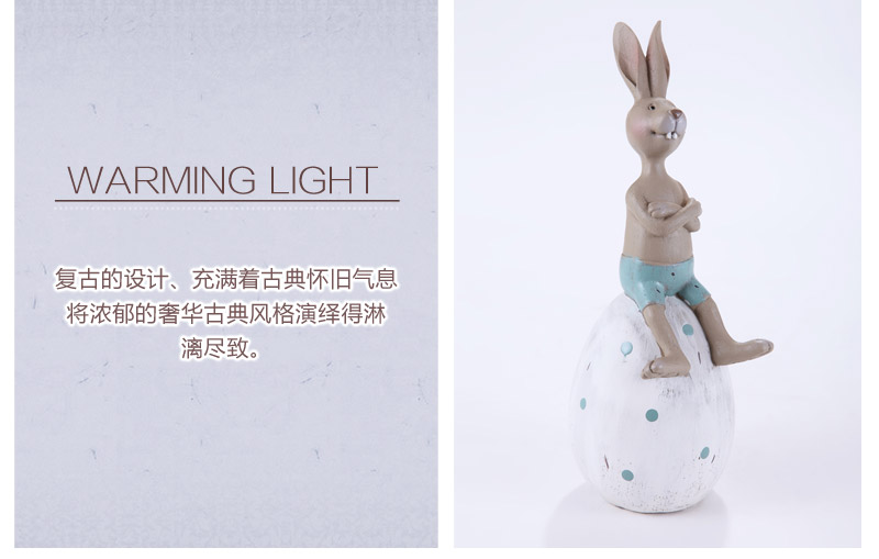 European creative Home Furnishing resin craft decorations two sets of rabbit sit / lie egg piggy bank Home Furnishing furnishings decorations houses 2012510-DY2