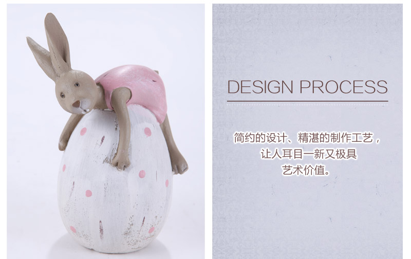 European creative Home Furnishing resin craft decorations two sets of rabbit sit / lie egg piggy bank Home Furnishing furnishings decorations houses 2012510-DY3