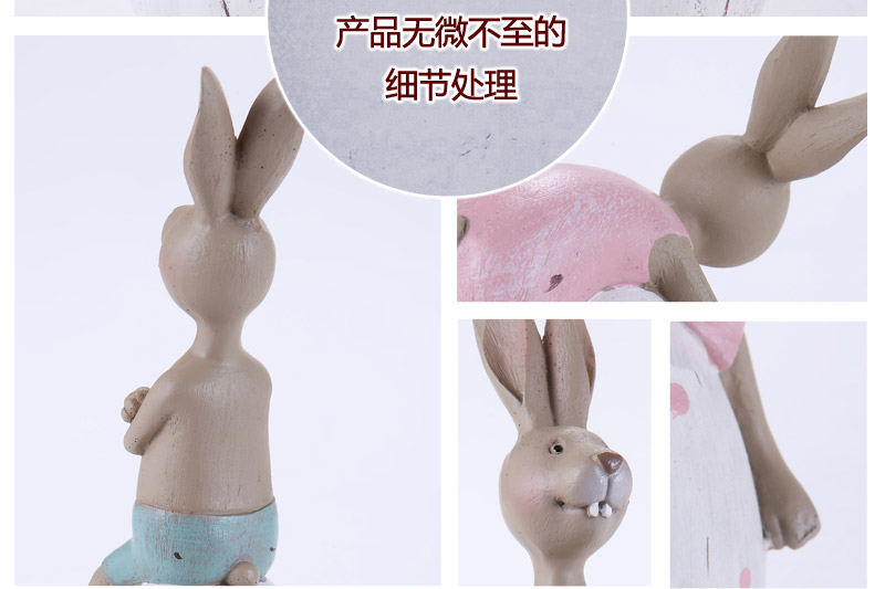 European creative Home Furnishing resin craft decorations two sets of rabbit sit / lie egg piggy bank Home Furnishing furnishings decorations houses 2012510-DY5