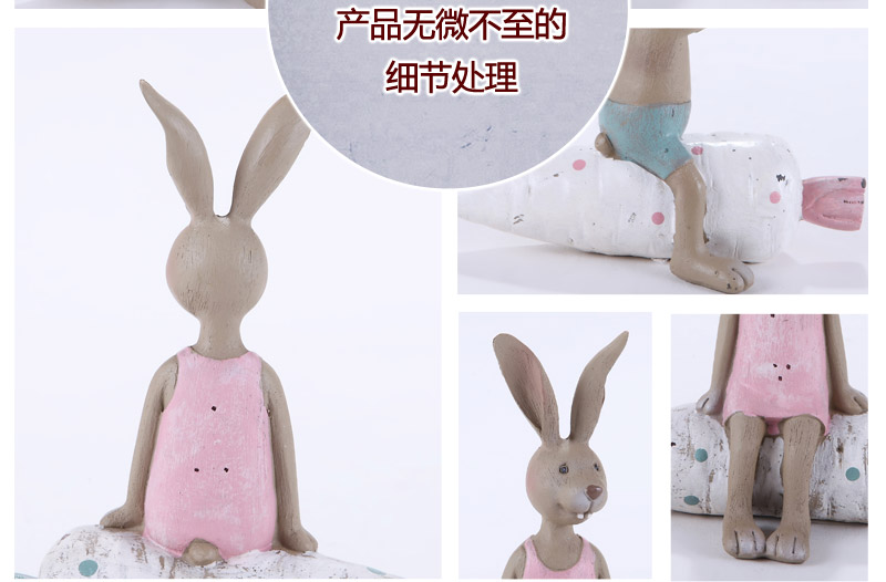 European creative Home Furnishing resin craft decorations two sets of male / female rabbit sat carrot Home Furnishing furnishings decorations houses 20125095