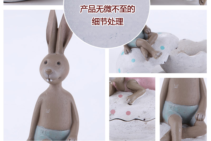 European creative Home Furnishing resin craft decorations two sets of rabbit sit / lie egg box Home Furnishing furnishings decorations houses 20125065