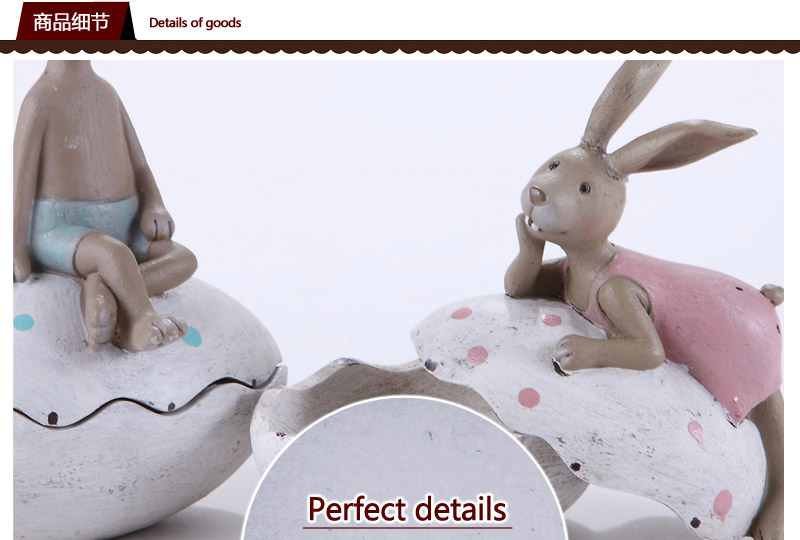European creative Home Furnishing resin craft decorations two sets of rabbit sit / lie egg box Home Furnishing furnishings decorations houses 20125064