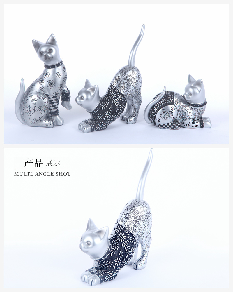 Resin wedding gift anniversary to send his girlfriend lover Home Furnishing cat lovers ornaments creative crafts decorative blue and white 182355-357-C462