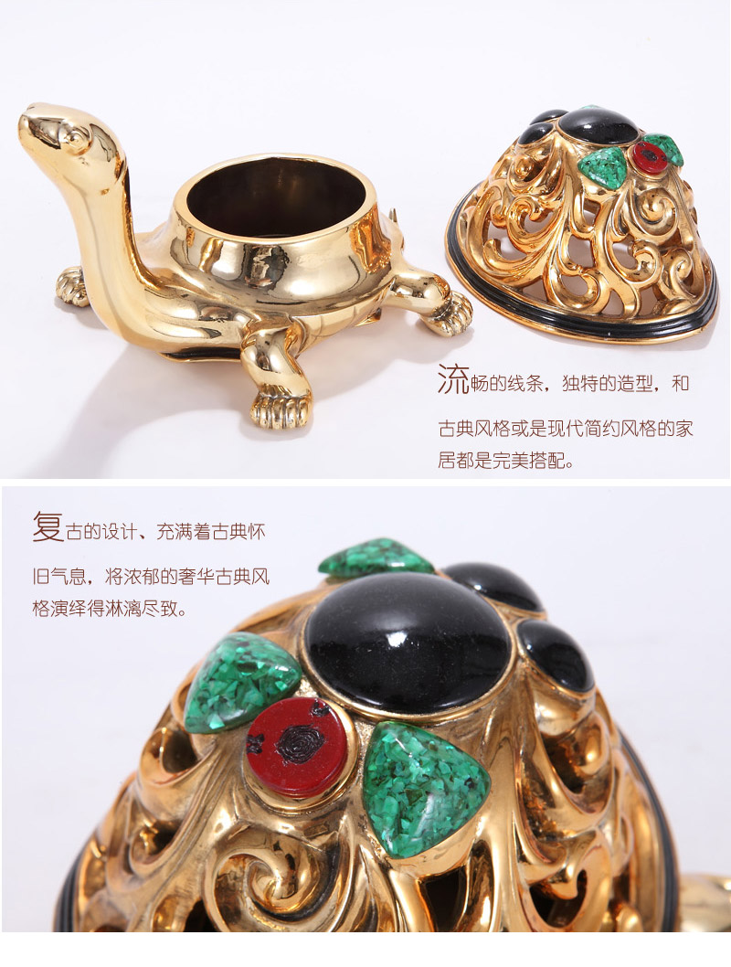 Aromatherapy essential oil incense candle gold furnace furnace Chinese ceramics in addition to flavor fragrance lamp room tortoise Shou Feng Shui 13R0032B-33B3