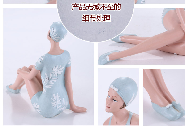 The expression of Home Furnishing high-grade resin swimwear girls sitting desk ornaments Home Furnishing crafts decoration 4109406-11BL5