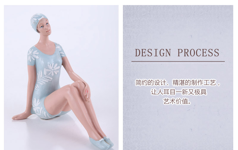 The expression of Home Furnishing high-grade resin swimwear girls sitting desk ornaments Home Furnishing crafts decoration 4109406-11BL3