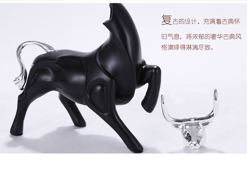 Creative black white cow bull resin animal Home Furnishing ornaments decorations soft decoration of a family of three 171273 (76.77) -B174