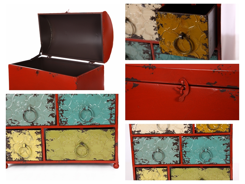 European hand-held belt 6 small drawer iron box jewelry box pearl box makeup box wedding gift A355234