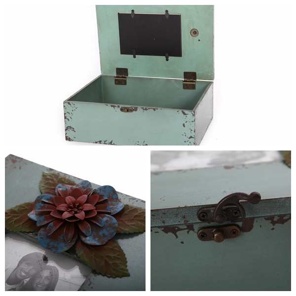 Rural modern European style ornaments handmade iron furniture photo storage box A24501 creative ornaments3