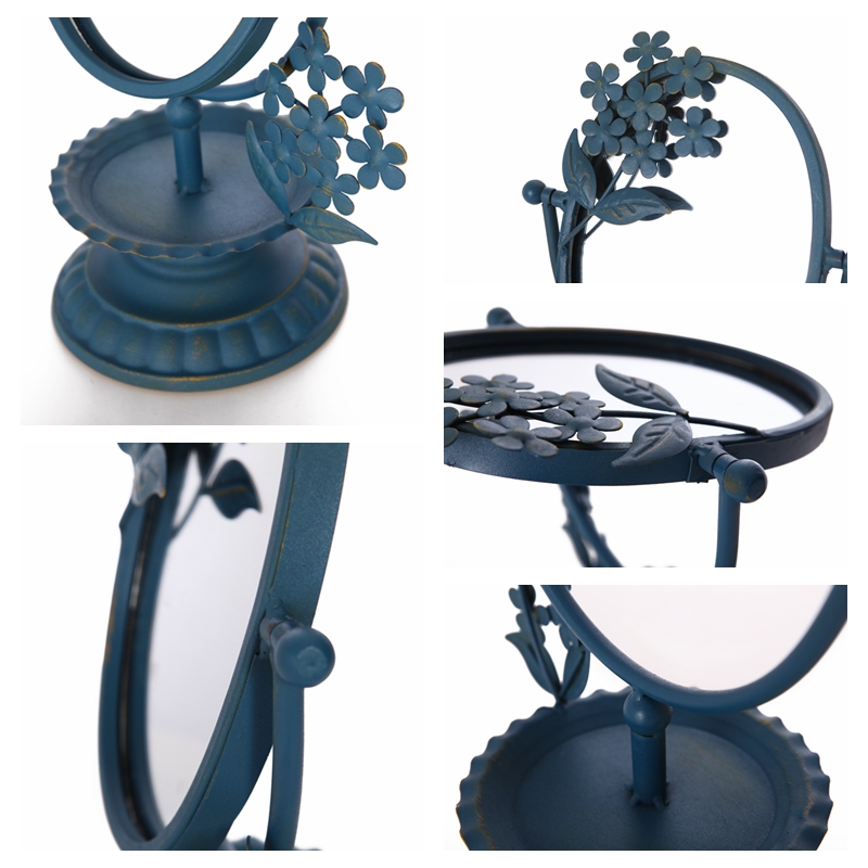 Blue Mediterranean American pastoral style back to the old iron mirror exquisite luxury table mirror B358273