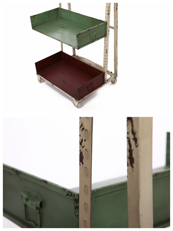 European style /4 layer iron imitation rust made old / solid wood bookshelf / display frame / display shelf A228035