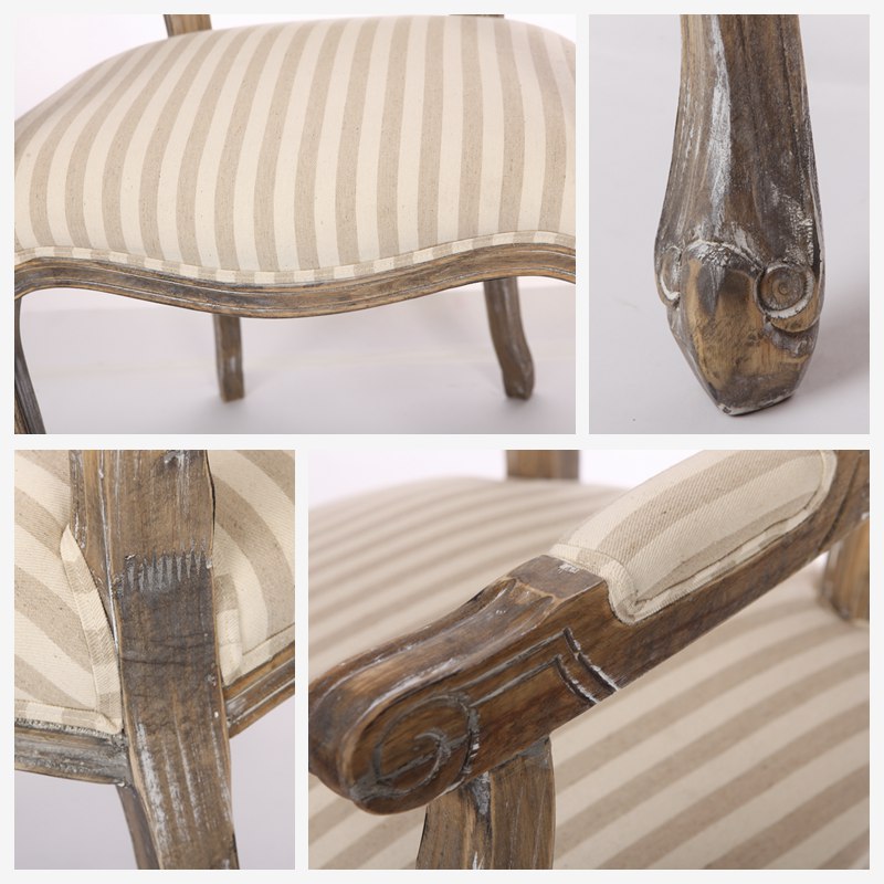 Do the old classic European antique chair chair chair with striped cloth +PU + beech handrail Home Furnishing hotel villa living room features furniture ZH5204