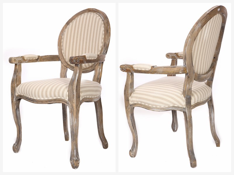 Do the old classic European antique chair chair chair with striped cloth +PU + beech handrail Home Furnishing hotel villa living room features furniture ZH5203