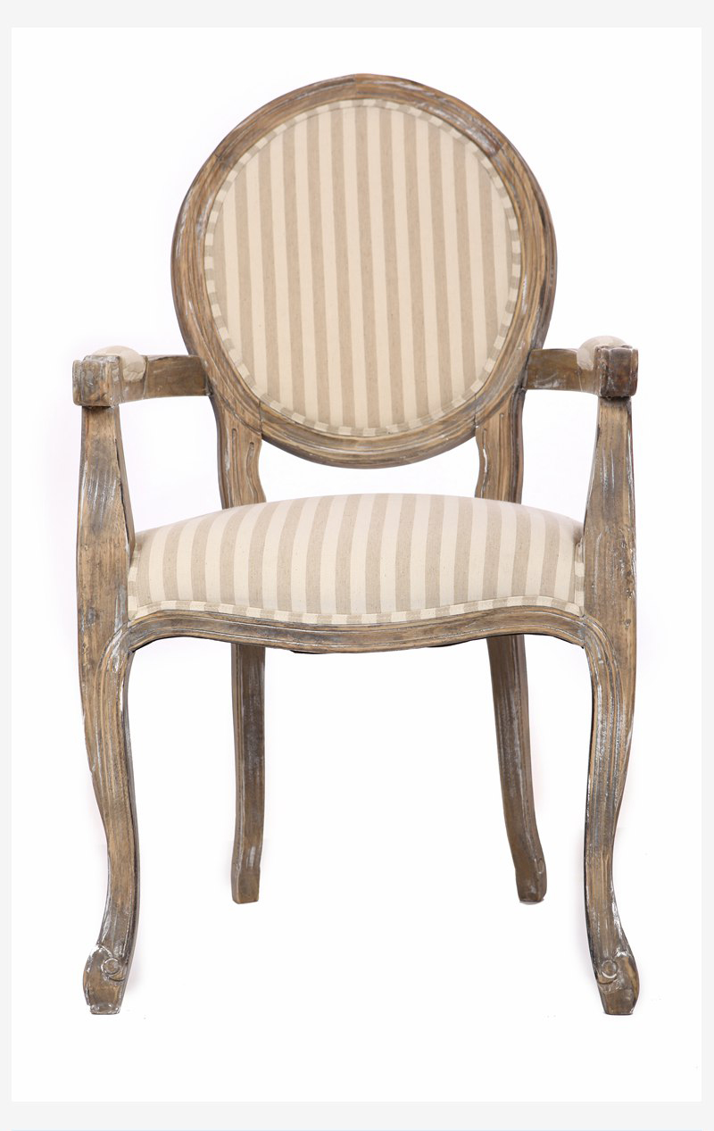 Do the old classic European antique chair chair chair with striped cloth +PU + beech handrail Home Furnishing hotel villa living room features furniture ZH5202