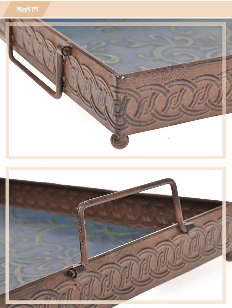 Fashion tray rusty iron rectangular tray A256102