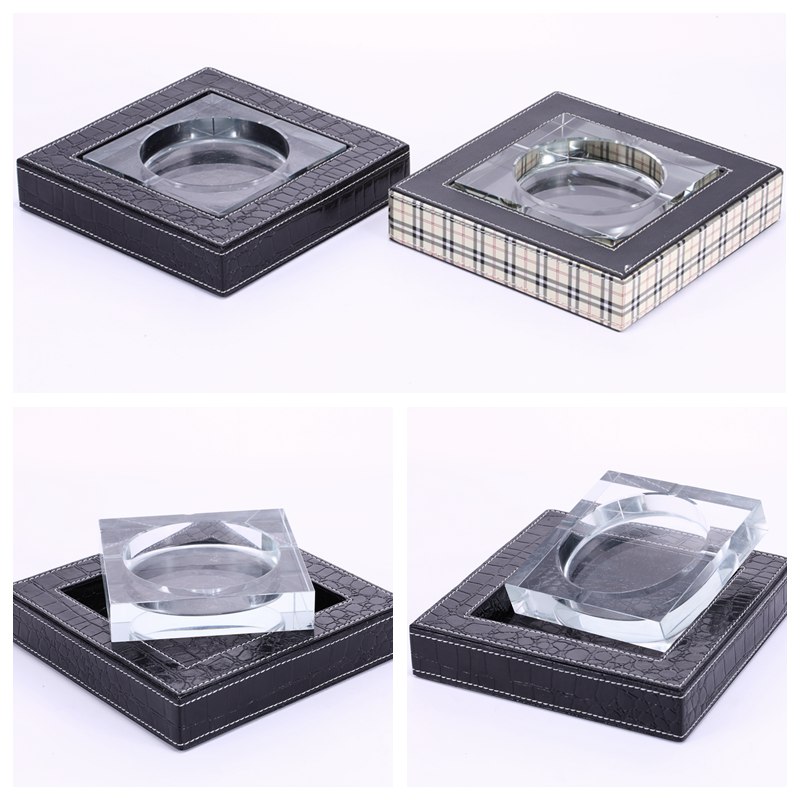 Modern simple creative home PU leather ashtray Black / lattices practical ashtray PY-YHG212