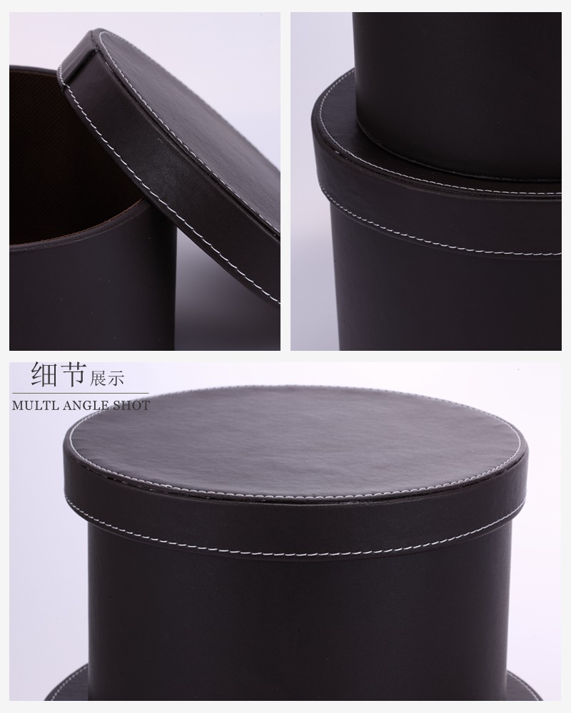 Creative fashion brown leather leather storage box round box (3 pieces) PY-SNG2903