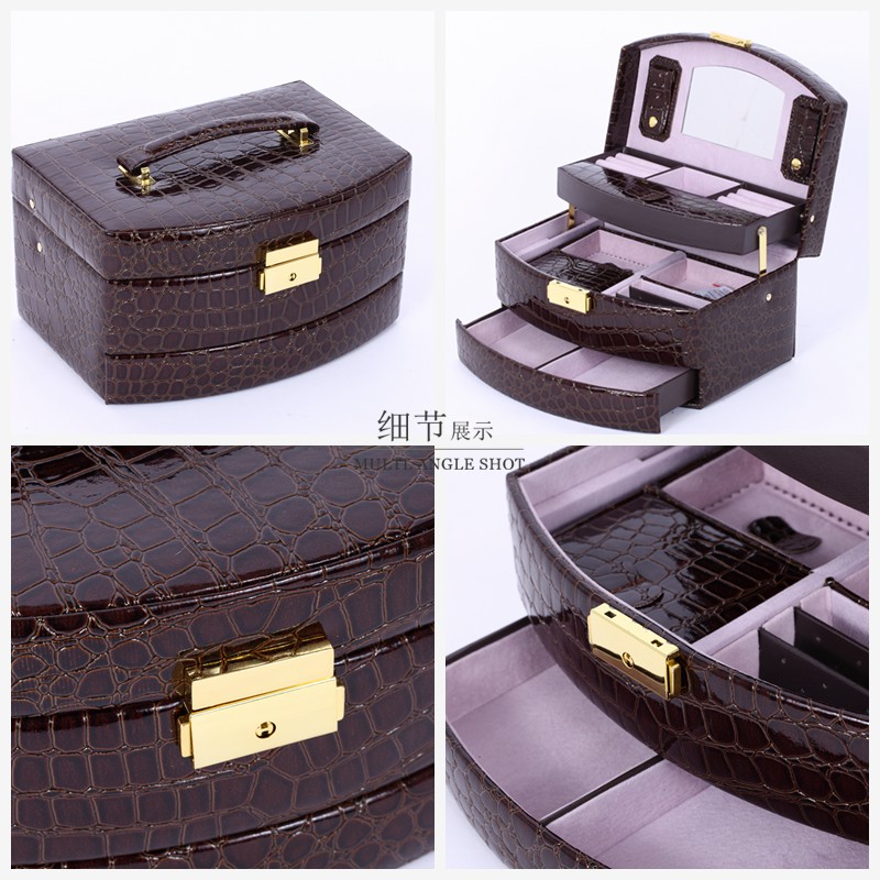 Black / Brown easy to carry high-end atmospheric PU jewellery box PY-SSH783