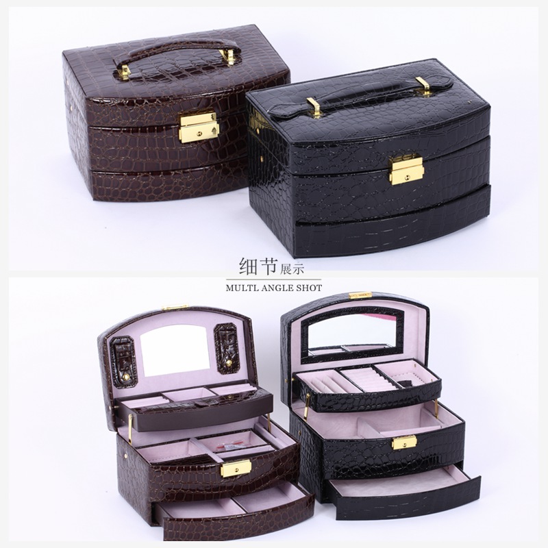 Black / Brown easy to carry high-end atmospheric PU jewellery box PY-SSH782
