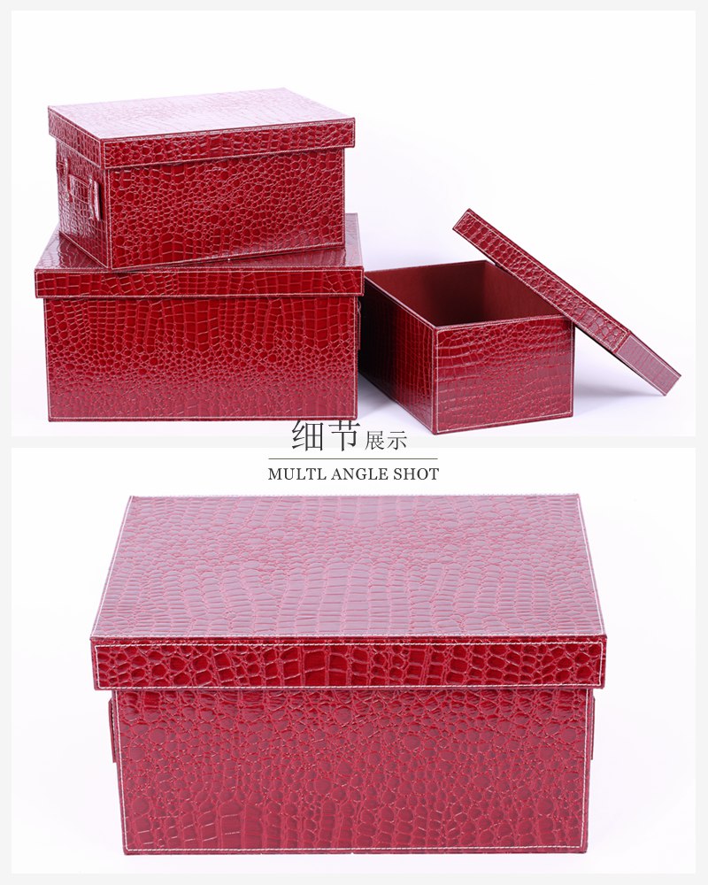 Stacked red PU cover finishing box 3 pieces of receiving box PY-SNH1002