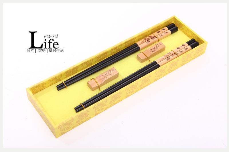 Top gift soaring wood chopsticks chopsticks with household wood crafts carving gift box D2-0011