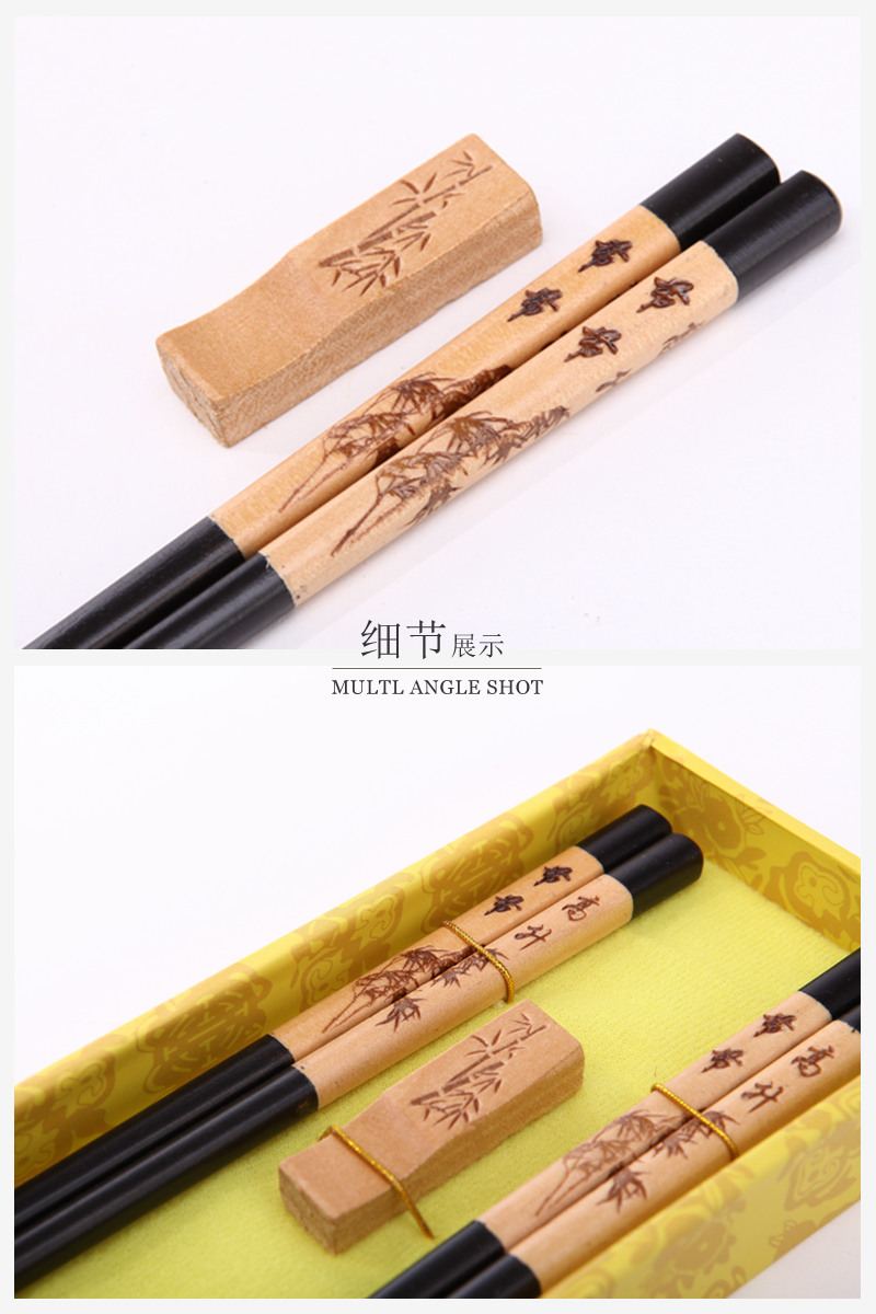 Top gift soaring wood chopsticks chopsticks with household wood crafts carving gift box D2-0013