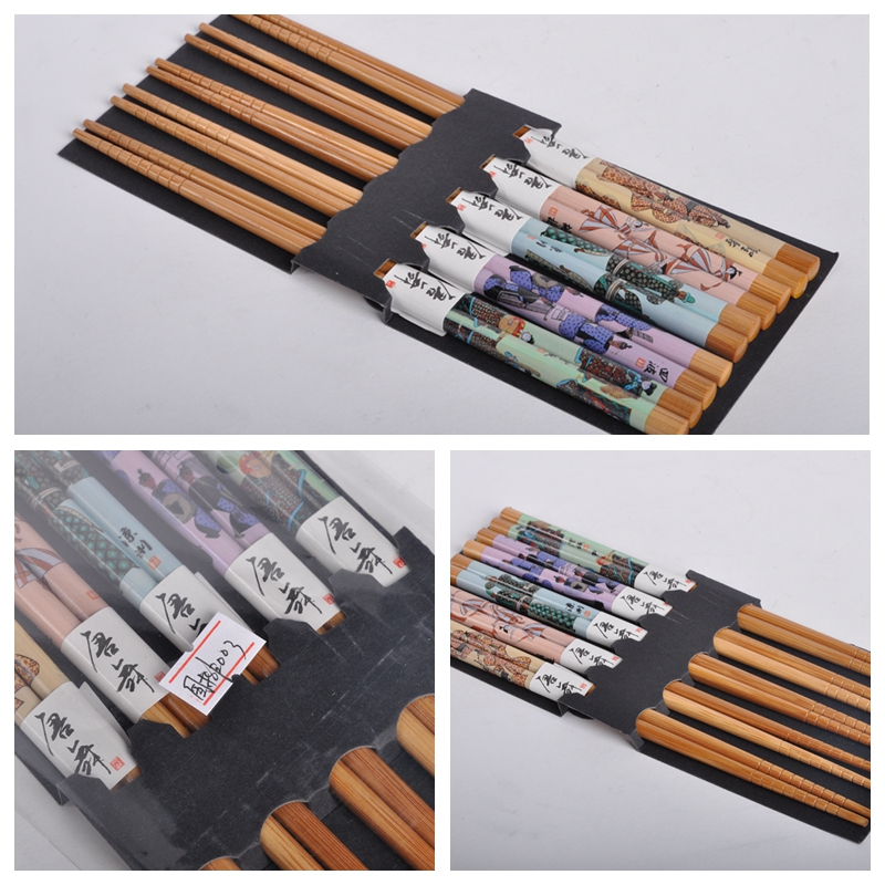 Tang dance bamboo chopsticks household chopsticks technology gift chopsticks anti skid retractor chopsticks (5 pairs / sets) GP0032