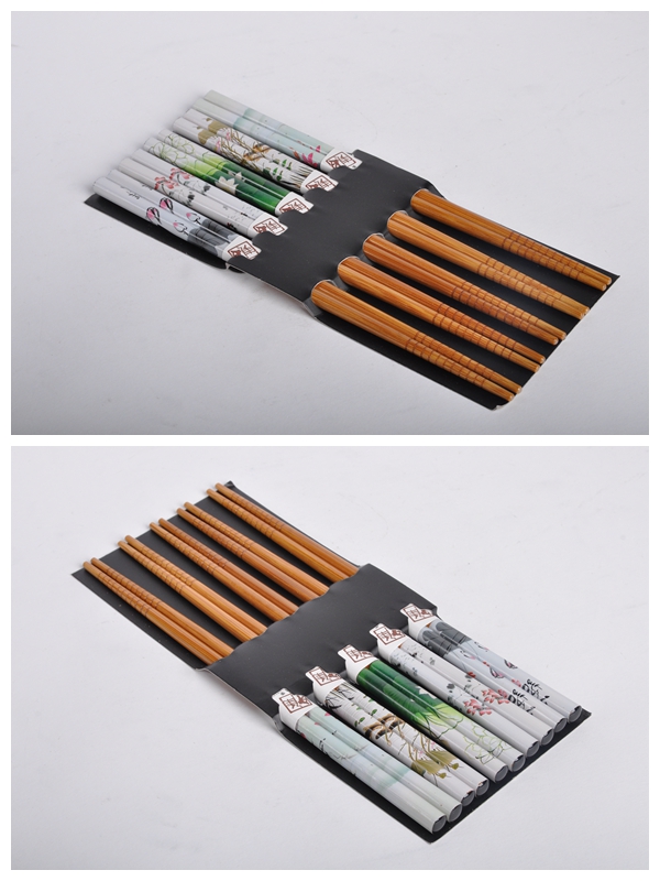 Lotus chopsticks for household chopsticks with lotus flower patterns, craft and chopsticks with anti slide and retractor chopsticks (5 pairs / sets) GP0102