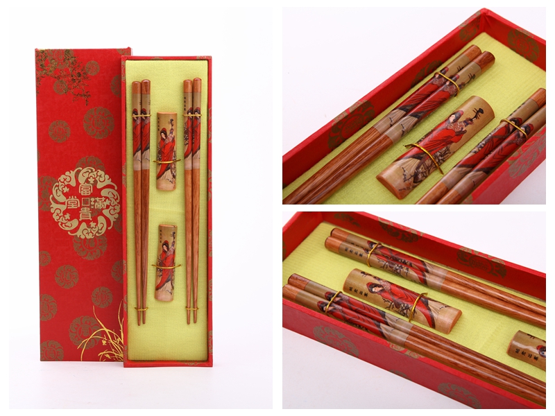 High grade gift chopsticks lute female printing 2 double flip Y2-0122
