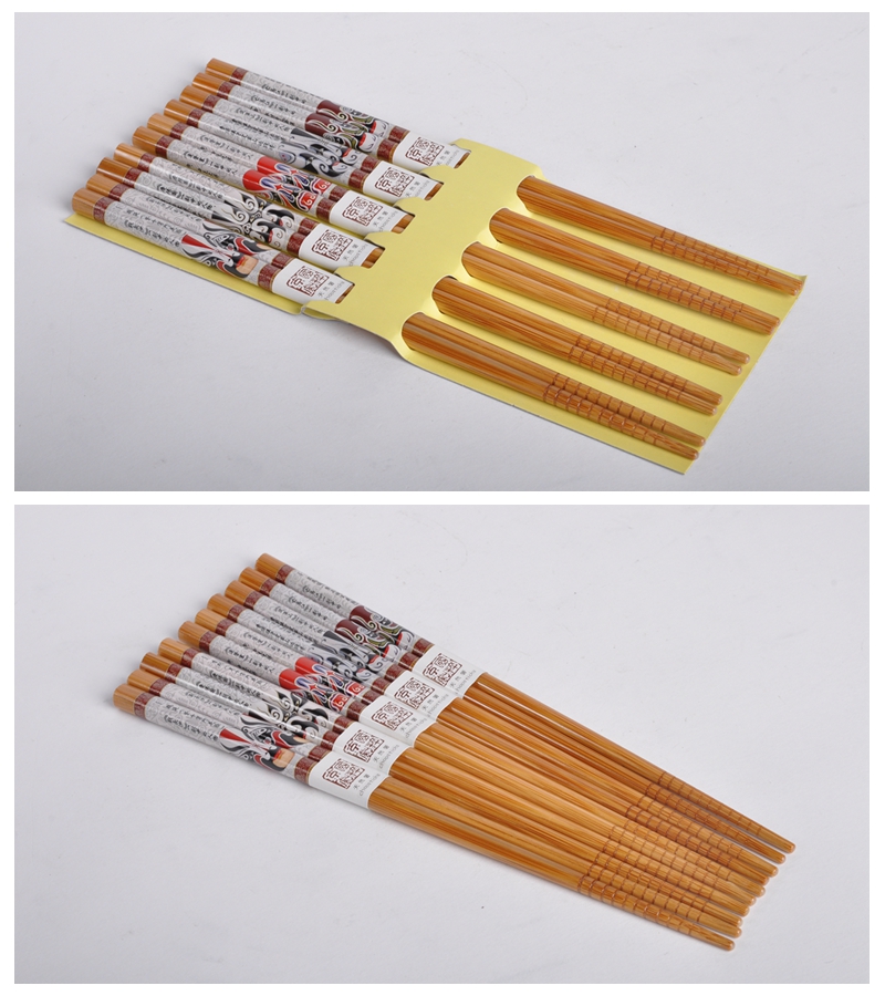 Beijing Opera quintessence of bamboo wood chopsticks household chopsticks with chopsticks anti skid and retractor chopsticks (5 pairs / sets) GP0092