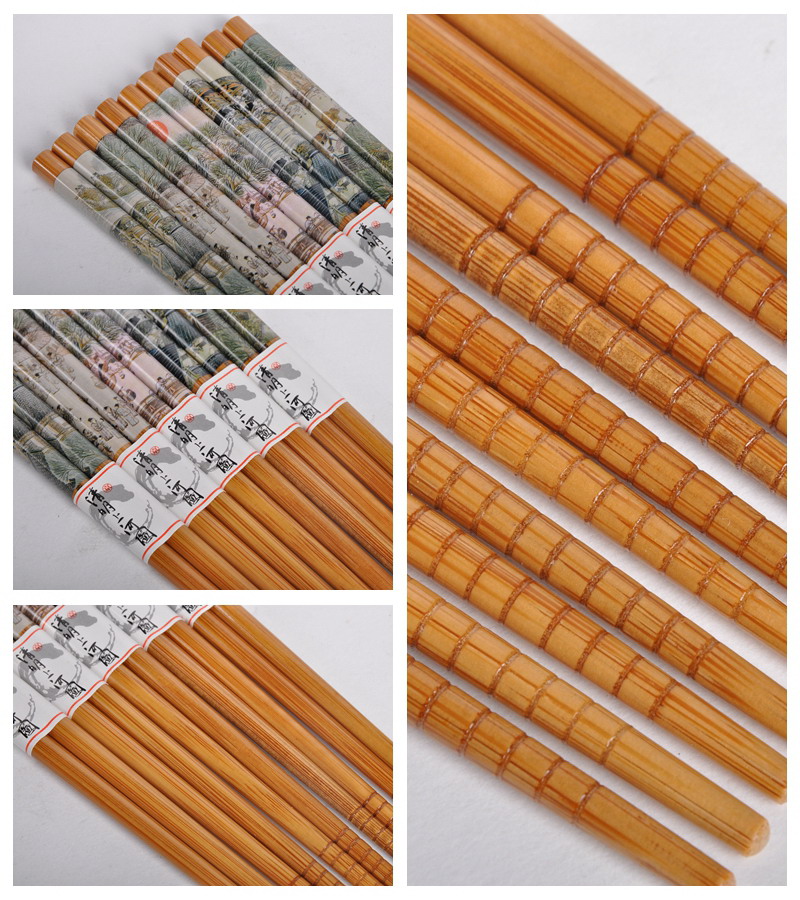 Riverside bamboo chopsticks chopsticks pattern household gifts chopsticks chopsticks (5 double slip hook / set) GP0123