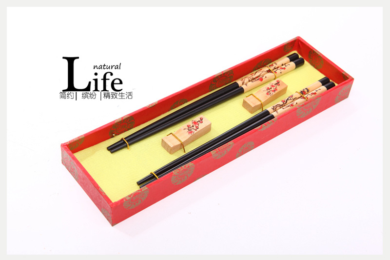 The top gift plum blossom pattern woodcarving craft carving of household chopsticks chopsticks box with D2-005 (black)1