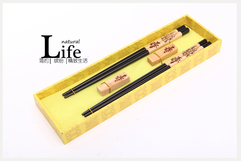 Top gift birthday pattern woodcarving craft carving of household chopsticks chopsticks box with D2-0061