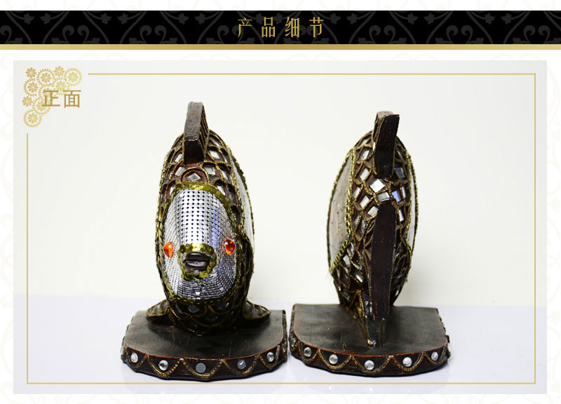 Southeast Asian style creative fish shaped resin crafts features Home Furnishing Bookends ornaments overseas bedroom decor decoration NYJ0439003