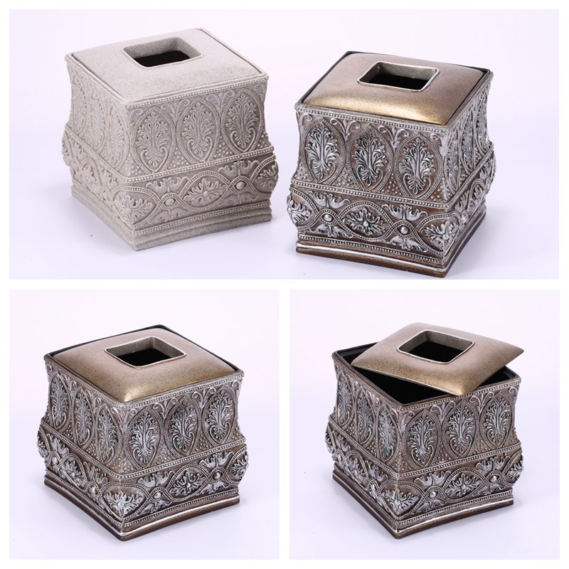 European luxury fashion creative square paper box high grade resin sand paper towel box YYJ-ZJH-008/0092
