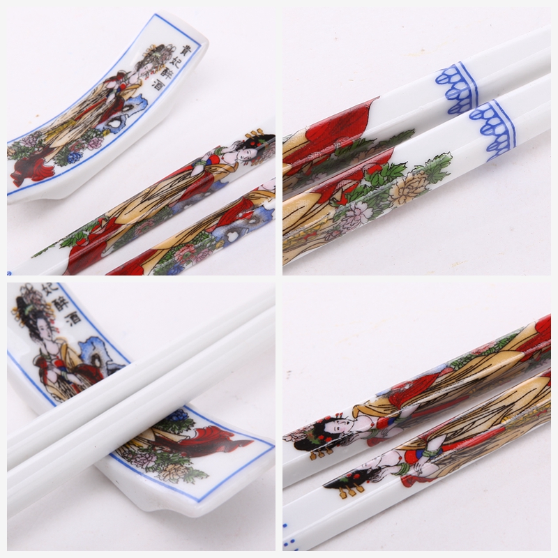 Classical hand-painted chopsticks 2 pairs of imperial concubines drunken patterns natural health high-end gift T2-0024