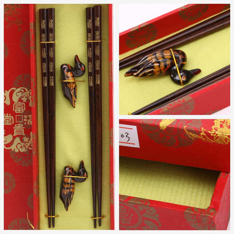 High grade log chopsticks 2 pairs of natural health and high grade gift Y2-0031