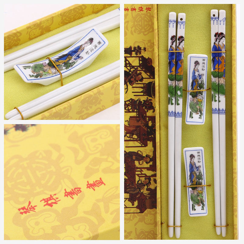 Classical ceramic hand-painted chopsticks 2 of set energy-saving pattern of natural health gifts T2-0032