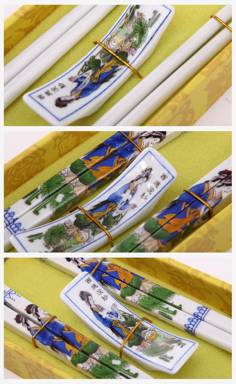 Classical ceramic hand-painted chopsticks 2 of set energy-saving pattern of natural health gifts T2-0033